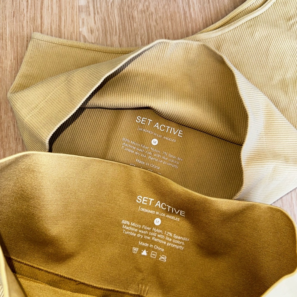 SETACTIVE “Cider” Mustard Yellow Workout Set - Picture 2 of 3